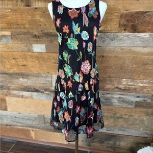 MSK Floral Embroidered Black Dress